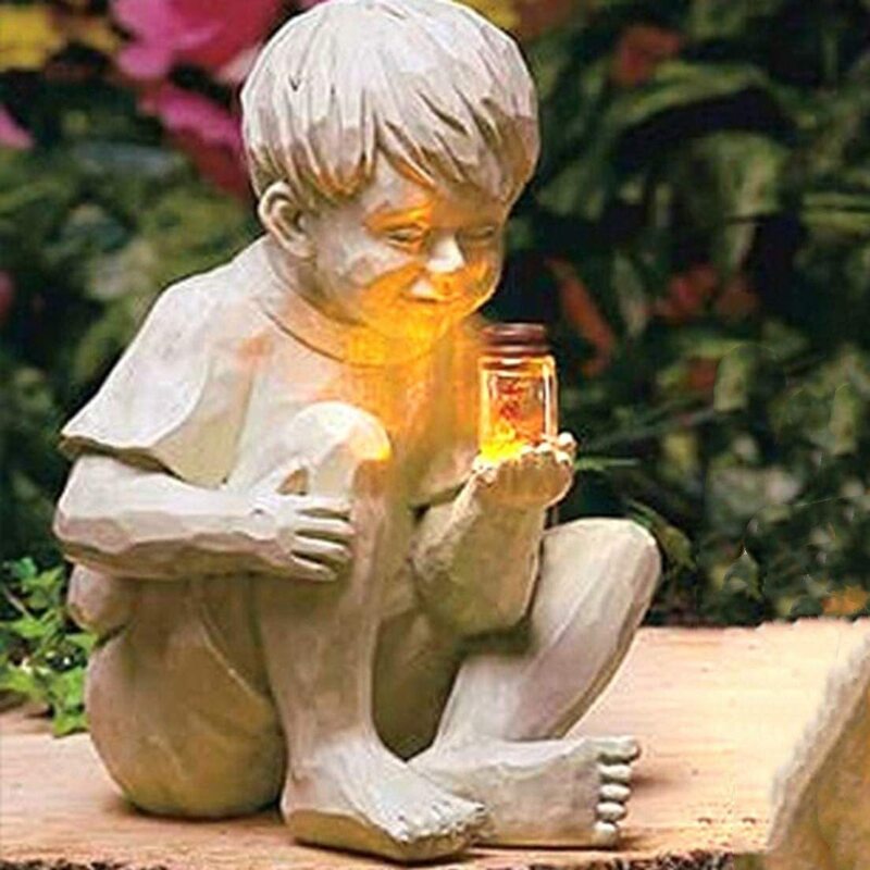 Resin Statue Yard Decor Multipurpose Home Decal Figure Statues Compact Size Garden Decoration Outdoor Ornament Boy Shape