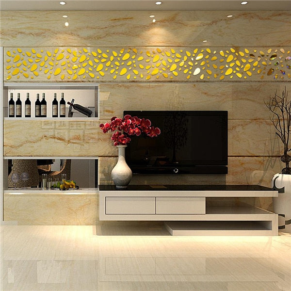 12pcs 3D Mirror Removable Wall Sticker For Living Room Bedroom TV background Mirror Mural Wall Decal Modern Art DIY Home Decor