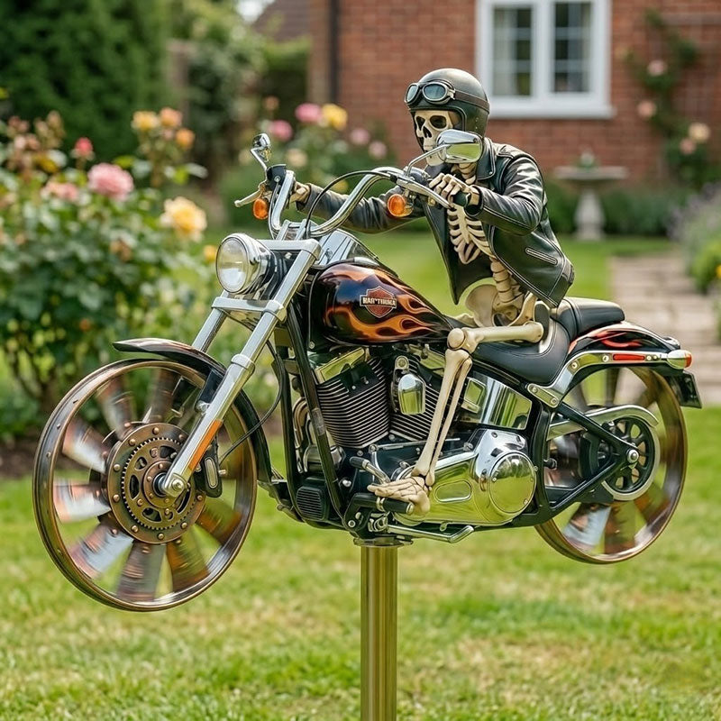 Motorcycle Wind Spinner Metal Decorative Pinwheel Windmill for Yard for Outdoor Patio Lawn Garden Landscape Backyard Art Decor