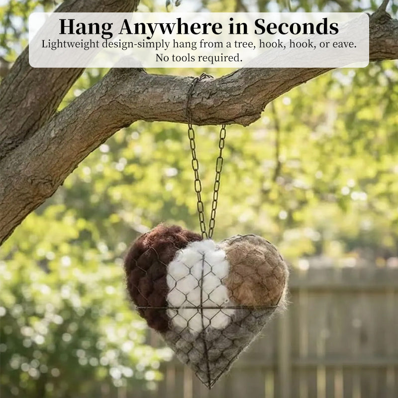 Handmade Heart-Shaped Bird Nest - Outdoor Garden Decor, Weatherproof Birdhouse, Unique Yard Art