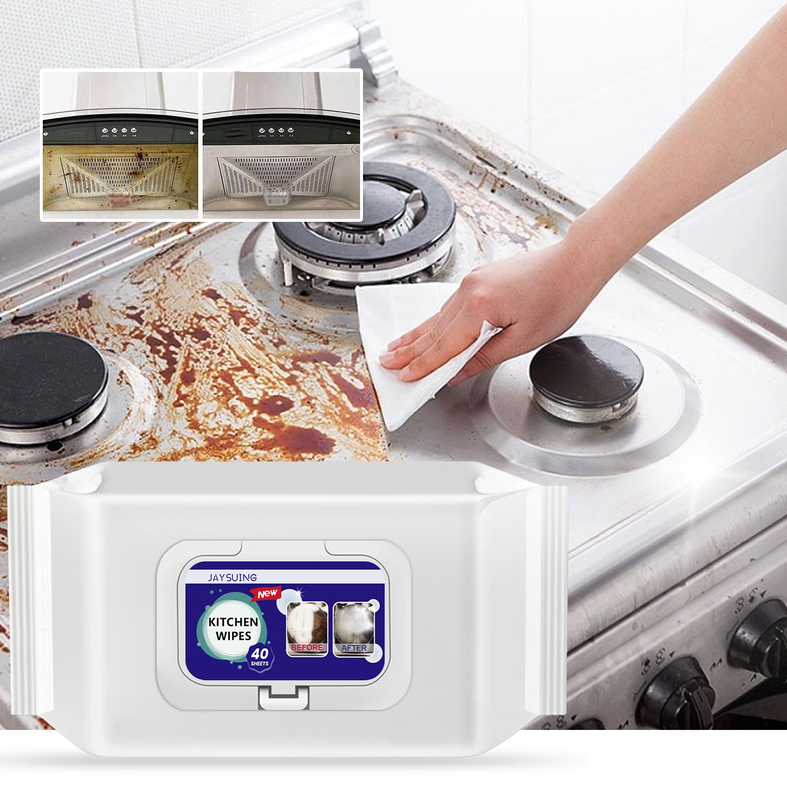 Kitchen Cleaning Wipes, Clean Stubborn Stains Kitchen Heavy Grease Multi-Effect Cleaning And Thickening Wipes