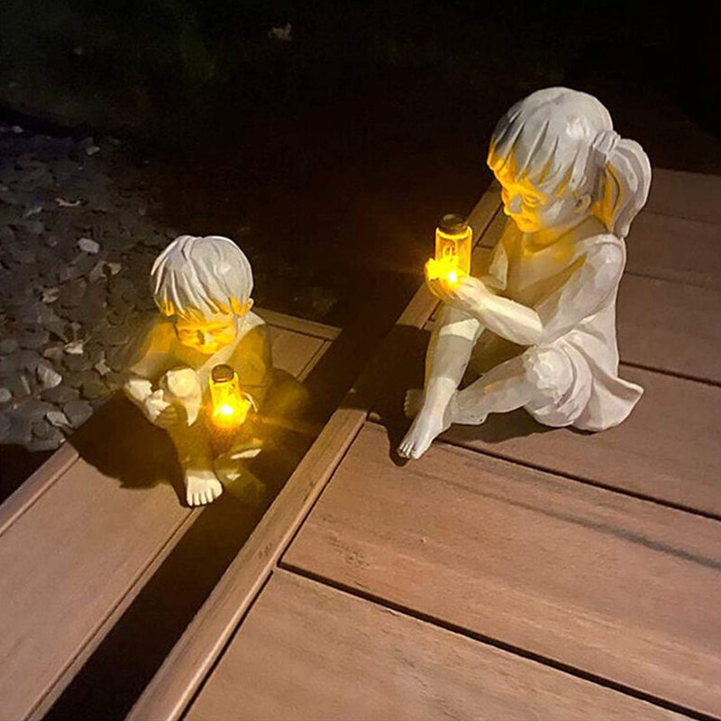 Resin Statue Yard Decor Multipurpose Home Decal Figure Statues Compact Size Garden Decoration Outdoor Ornament Boy Shape