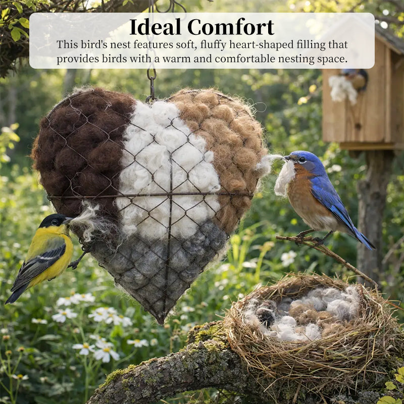 Handmade Heart-Shaped Bird Nest - Outdoor Garden Decor, Weatherproof Birdhouse, Unique Yard Art