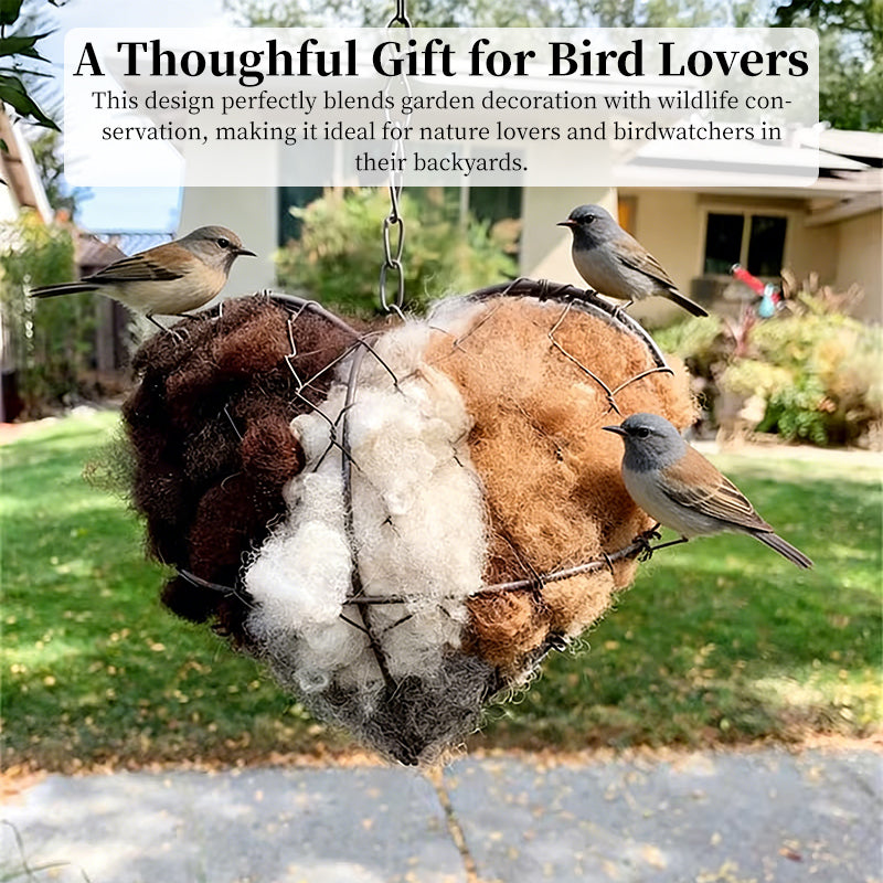 Handmade Heart-Shaped Bird Nest - Outdoor Garden Decor, Weatherproof Birdhouse, Unique Yard Art